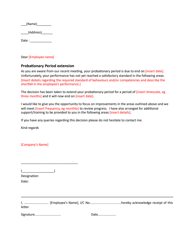 probation extension letter